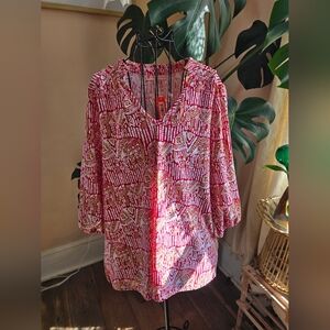 Jude Connally Lucky Elephant Print Blouse NWT